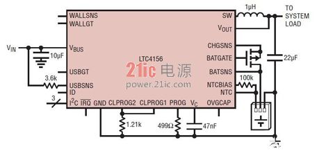  图1：LTC4156的典型应用电路 