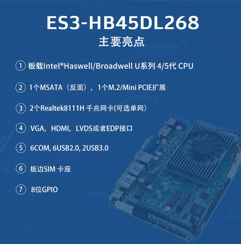 3.5寸嵌入式主板 ES3-HB45DL268 