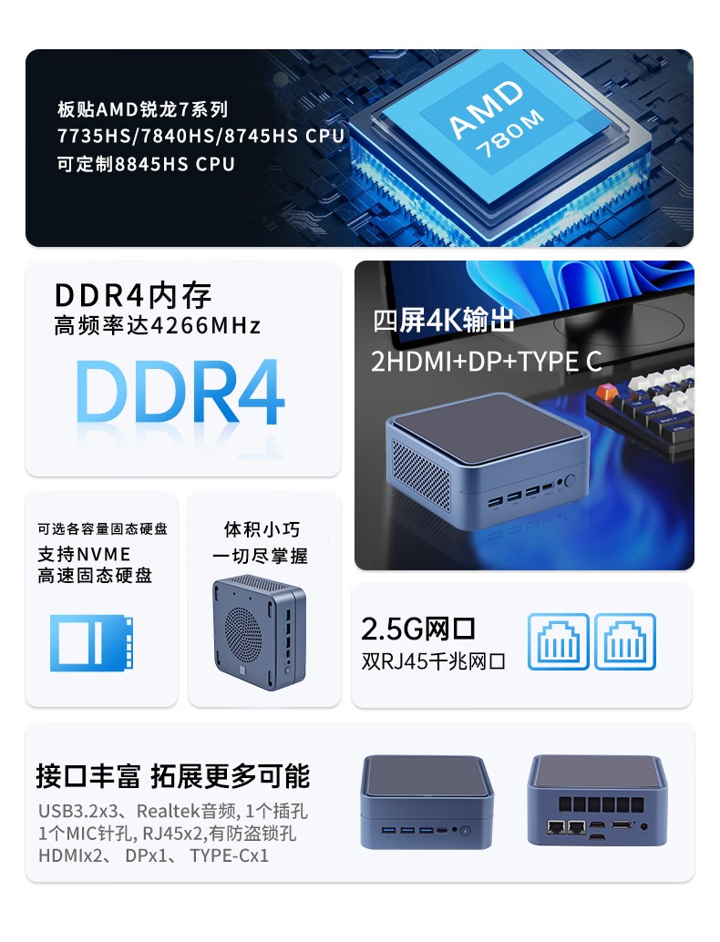 AMD低功耗迷你电脑主机