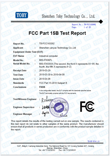 CERTIFICATE OF CONFORMITY
